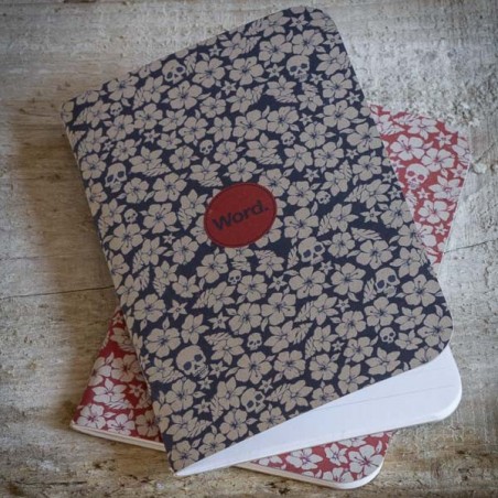 Blue Floral and Skulls NOTEBOOK - 3 Pack