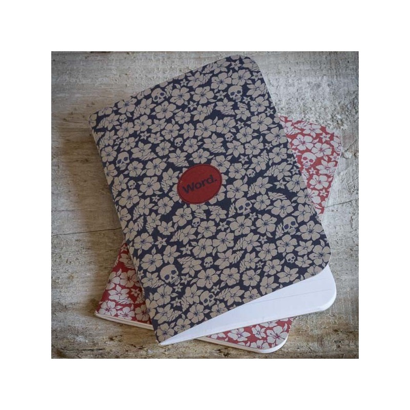 Blue Floral and Skulls NOTEBOOK - 3 Pack