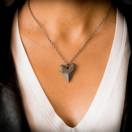 COLLIER PENDENTIF DENT DE REQUIN acier avec chaine made in USA
