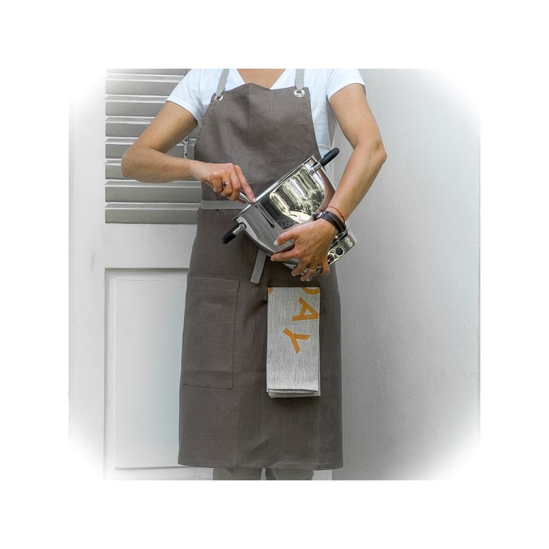 Kitchen apron 100 linen made in USA Le Comptoir Americain