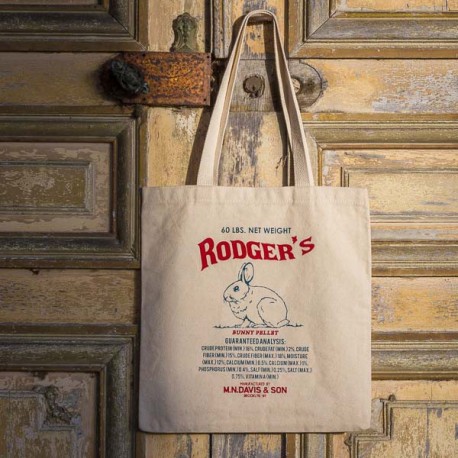 Sac coton imprimé "RODGER'S Bunny Pellet" made in USA Sac coton imprimé "RODGER'S Bunny Pellet" made in USA