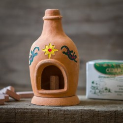 Chiminea Fireplace with Cedar wood incense.