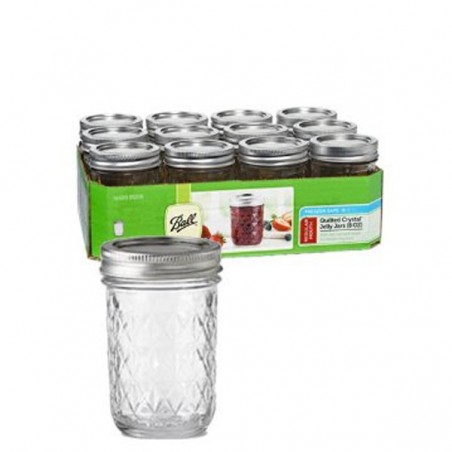 Ball 12 oz Quilted Crystal Jars with Bands