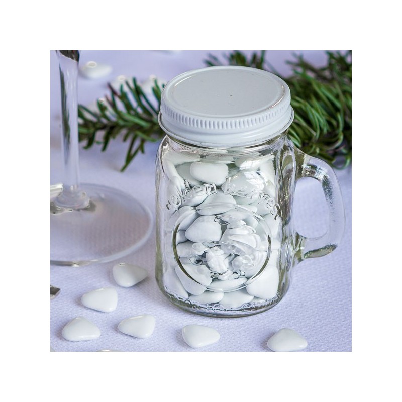 4oz Handled Jar w/White METAL Cap