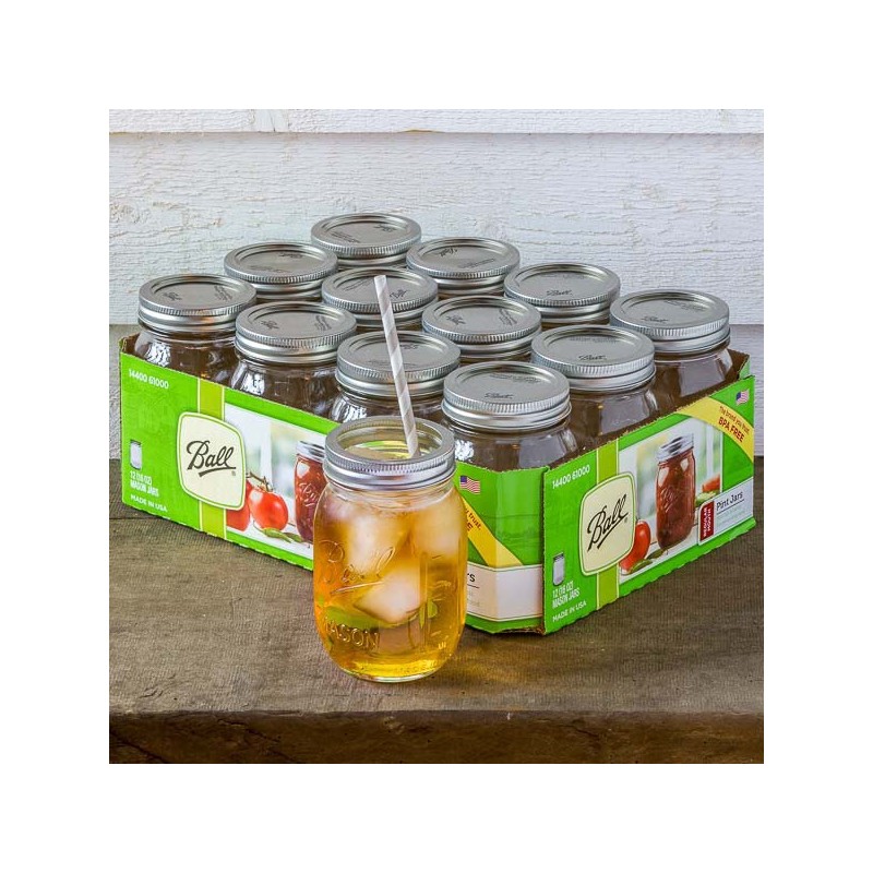  Ball Regular Mouth Pint 16-oz Mason Jars with Lid and