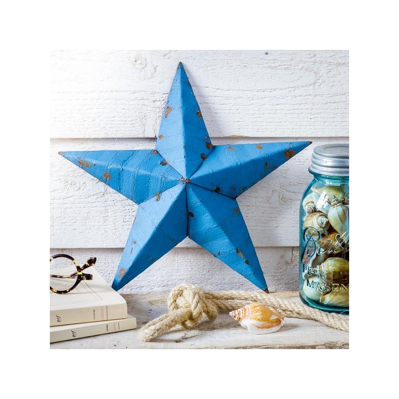 AMISH TIN BARN STAR 12" BLUE made in USA