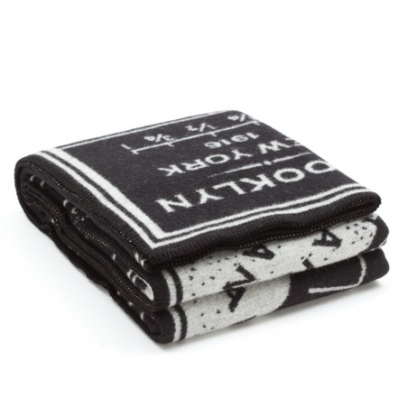 brooklyn Vintage Map Wool Throw - Black/Smoke SOON