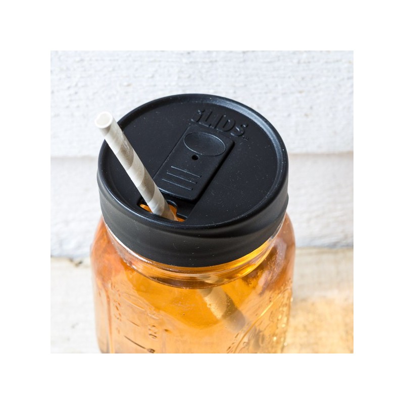 Mason Jar Drink Lid Black - made in USA