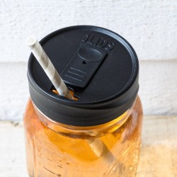 Mason Jar Drink Lid Black - made in USA