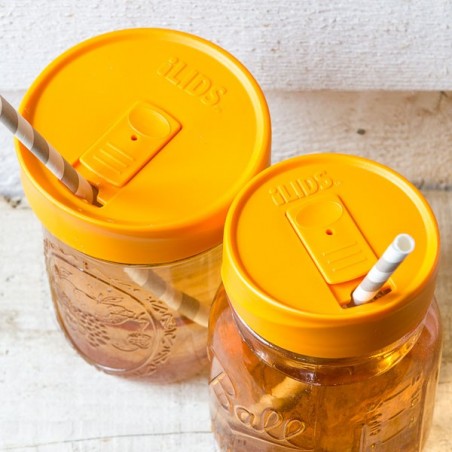Mason Jar Drink Lid Orange - made in USA