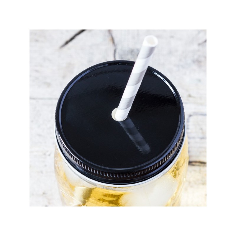 MASON JAR STRAW LID REGULAR - black  made in USA