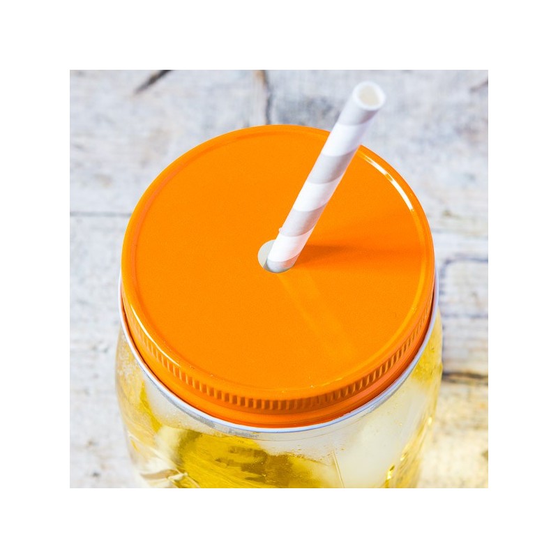 MASON JAR STRAW LID REGULAR - Orange  made in USA
