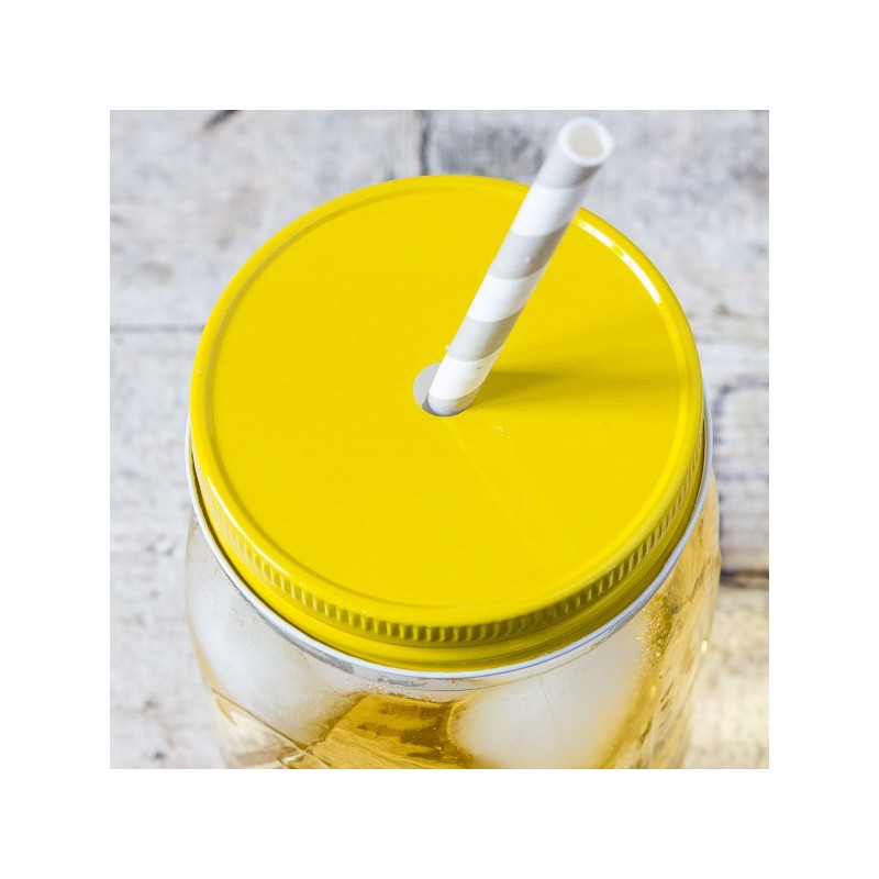 MASON JAR STRAW LID REGULAR - Yellow  made in USA