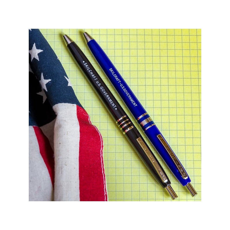 LOT OF 2 Black Ink Skilcraft U.S Government Retractable Ball Point Pen 