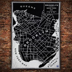 brooklyn Vintage Map Wool Throw - Black/Smoke SOON