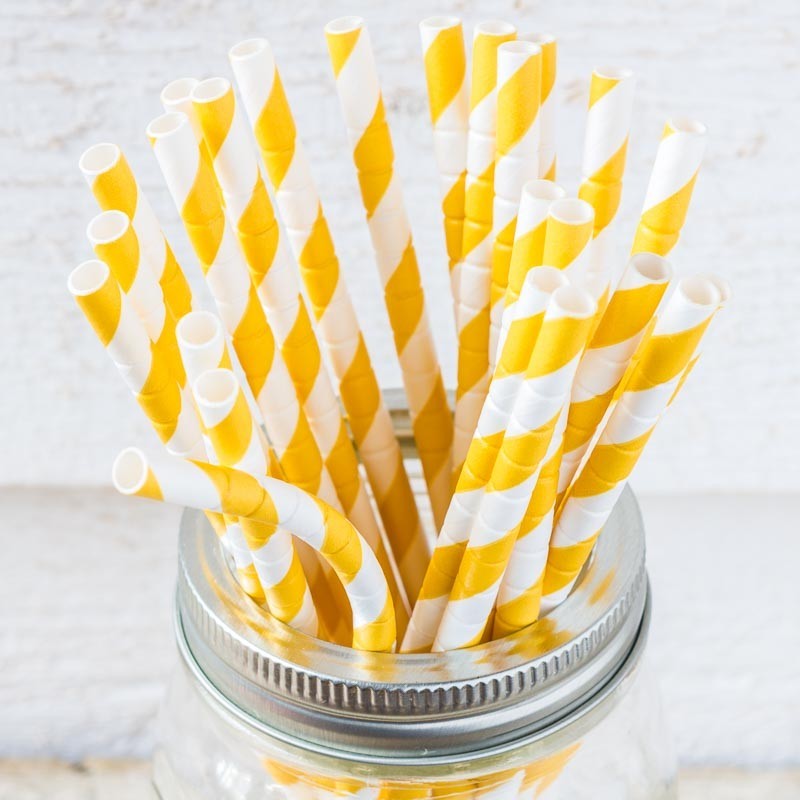 Yellow & white  Paper Straws made in USA