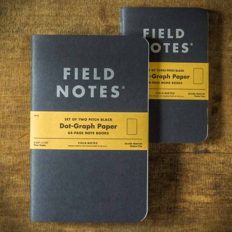 Pack 2 carnets FIELD NOTES PITCH BLACK - Made in USA
