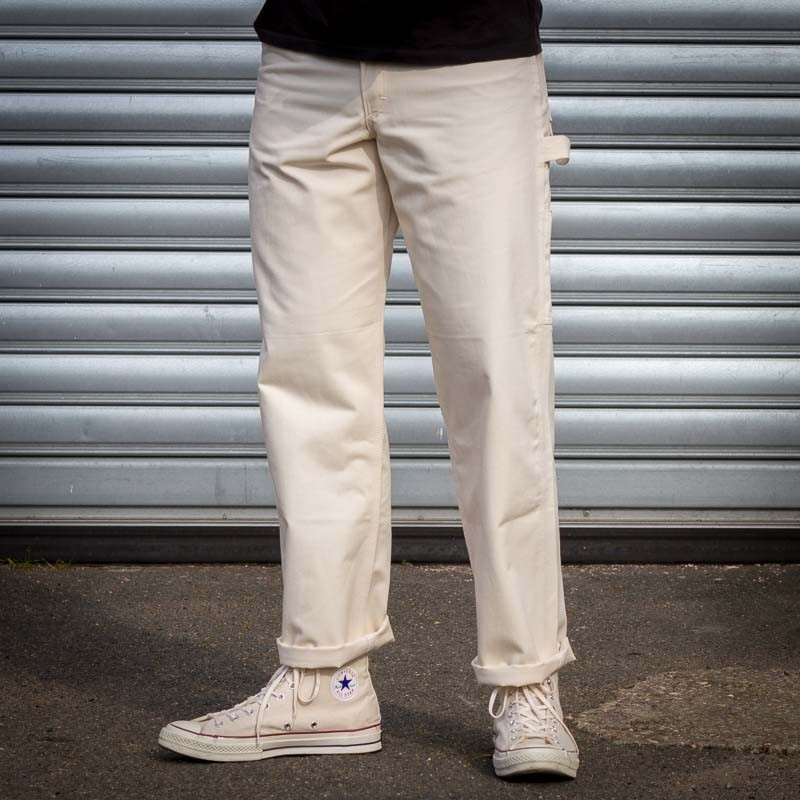 Pantalon de peintre pour homme, coton, blanc, taille 34