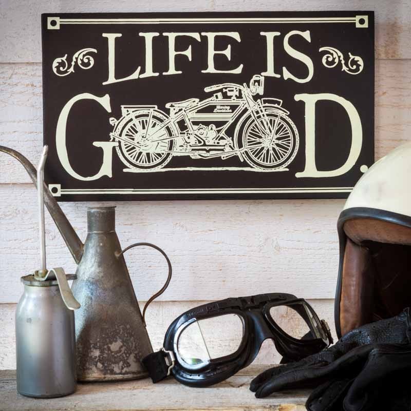 LIFE IS GOOD MOTO RETRO WOOD SIGN