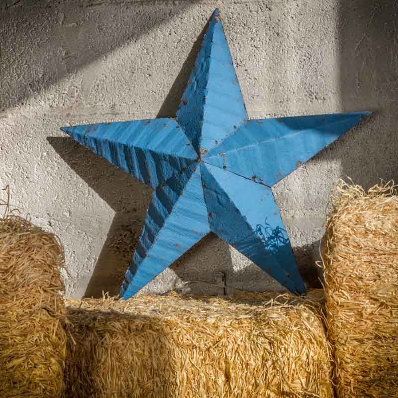 AMISH TIN BARN STAR 22" BLUE made in USA