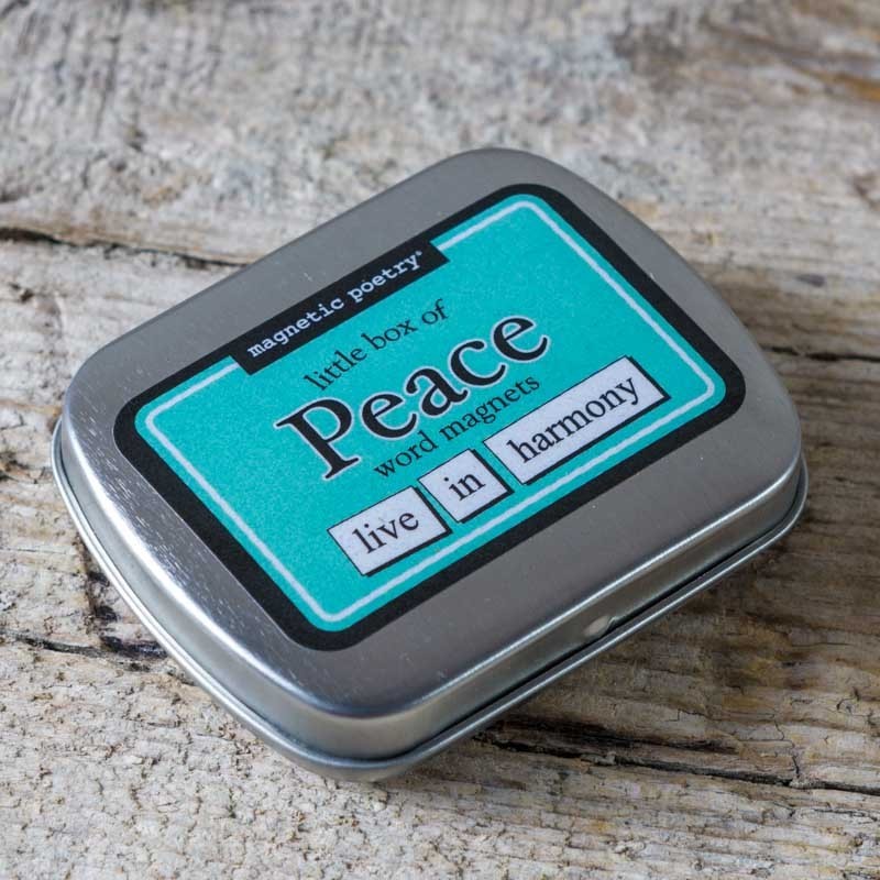 Boîte de mots magnets. Thématique PEACE – Made in USA