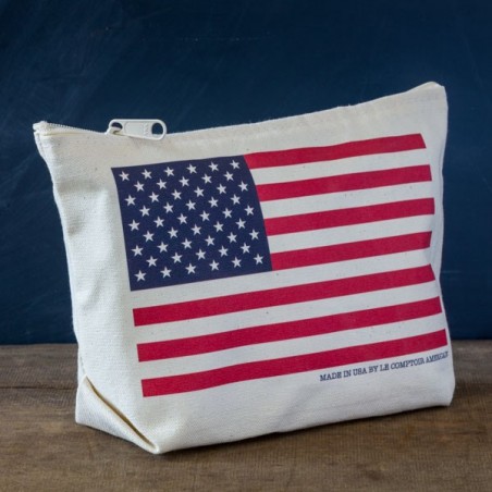 Stars and stripes canvas zipper pouch (Color)- Made in USA