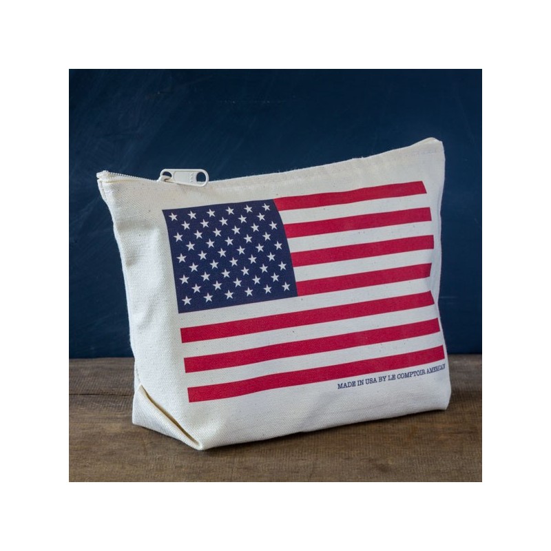 Stars and stripes canvas zipper pouch (Color)- Made in USA