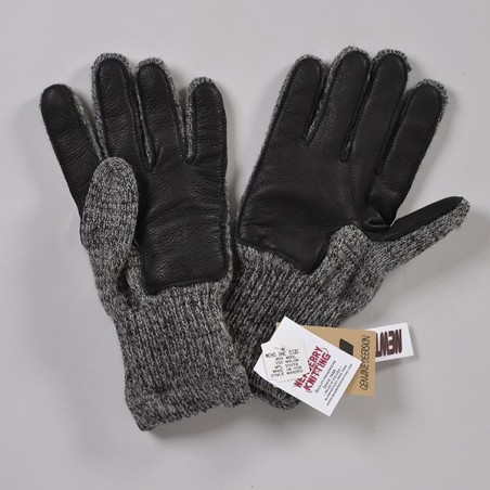 GANTS LAINE CHARCOAL & CUIR NOIR Homme