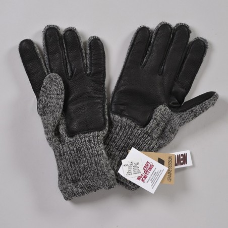 lined ragg wool Glove with Deerskin Palm MEN charcoal