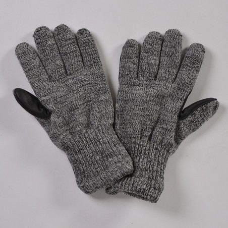 GANTS LAINE CHARCOAL & CUIR NOIR Homme