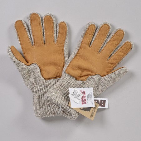 lined ragg wool Glove with Deerskin Palm MEN charcoal