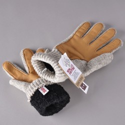 lined ragg wool Glove with Deerskin Palm MEN charcoal