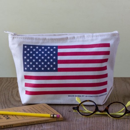 Stars and stripes canvas zipper pouch (Color)- Made in USA