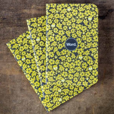 BLUE FLORAL & SKULLS NOTEBOOK - PACK DE 3 made in USA