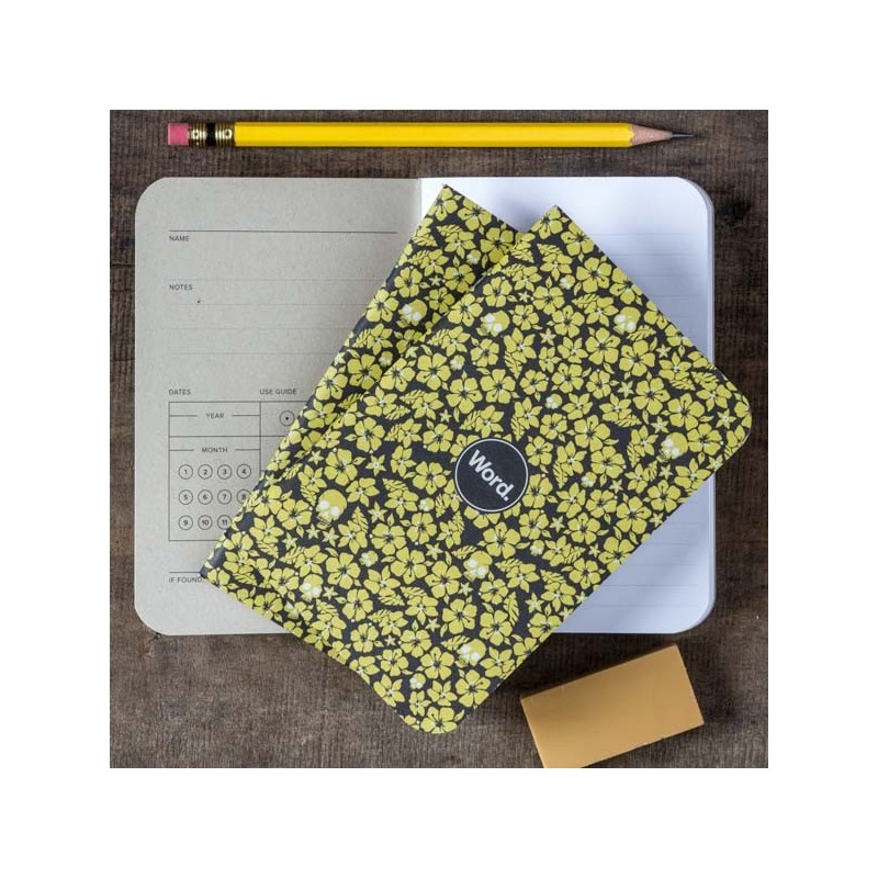 BLUE FLORAL & SKULLS NOTEBOOK - PACK DE 3 made in USA