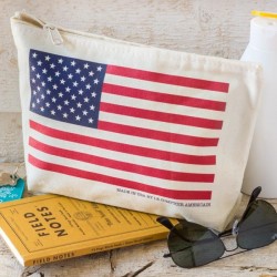 Stars and stripes canvas zipper pouch (Color)- Made in USA