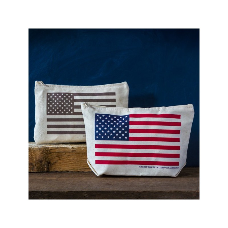 Stars and stripes canvas zipper pouch (Color)- Made in USA