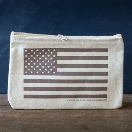 Stars and stripes canvas zipper pouch (Color)- Made in USA