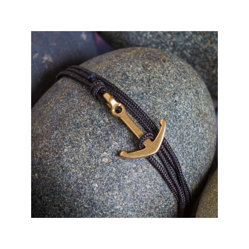 Bracelet Ancre cordon noir  CAPE CLASP - made in USA