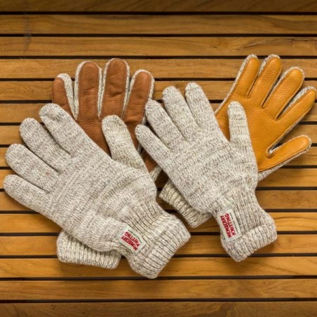 lined ragg wool Glove with Deerskin PalmTraditional Grey