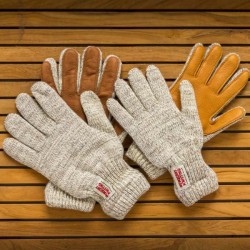 lined ragg wool Glove with Deerskin PalmTraditional Grey