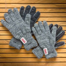 lined ragg wool Glove with Deerskin Palm MEN charcoal