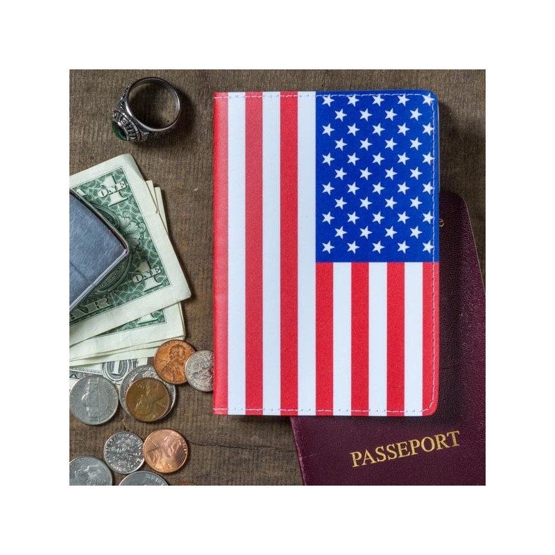 PROTECTION POUR PASSEPORT DRAPEAU AMERICAIN - Made in USA