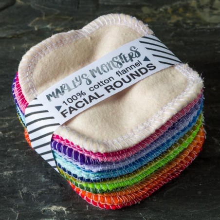 20 Lingettes démaquillantes réutilisables multicolore en coton - Marleys Monsters - Made in USA
