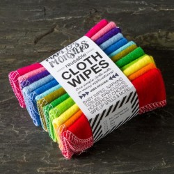 12 Lingettes réutilisables multicolore en coton - Marleys Monsters - Made in USA