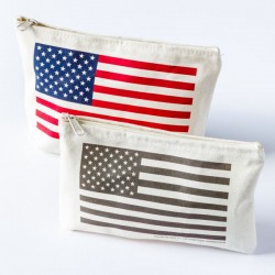 Stars and stripes canvas zipper pouch (Color)- Made in USA