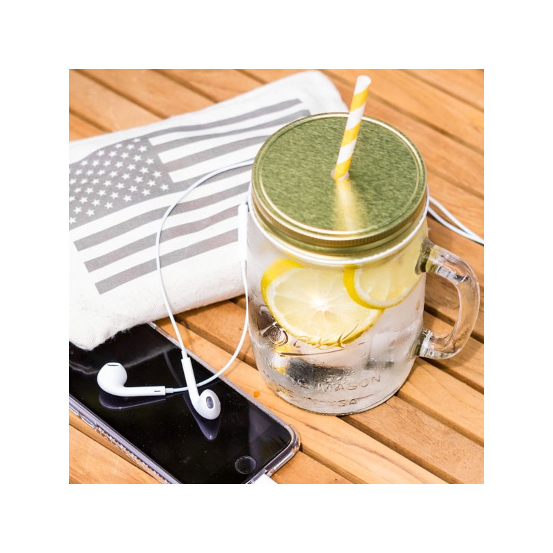 Straw Cut Mason Jar Lids WIDE Mouth Gold⎟ MASON JAR BALL ⎟ le comptoir