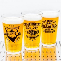 Trio of garage beer Pint glasses Made in USA