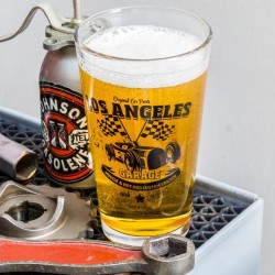 Trio of garage beer Pint glasses Made in USA