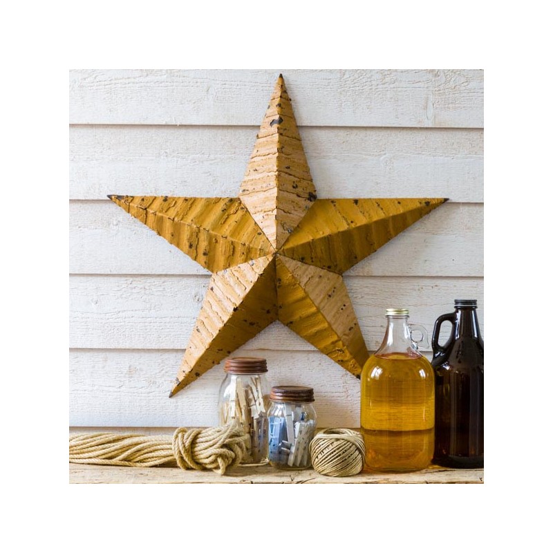 Amish Tin Barn Star Yellow Made In Usa Lecomptoiramericain - Tin Stars Wall Decor